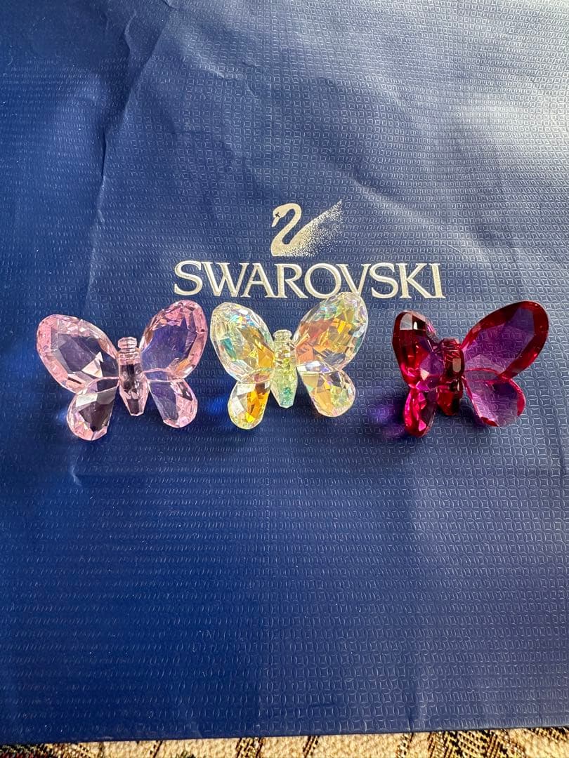 スワロフスキー Swarovski クリスタル 置物 蝶 バタフライ　3個セット