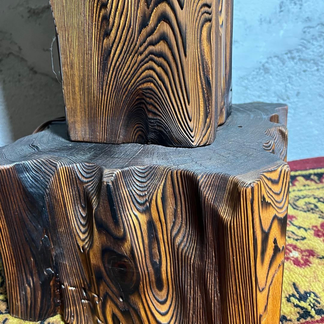 【激レア】杉材・和風行灯照明 天然木×竹細工×障子紙 灯籠 点灯確認済み