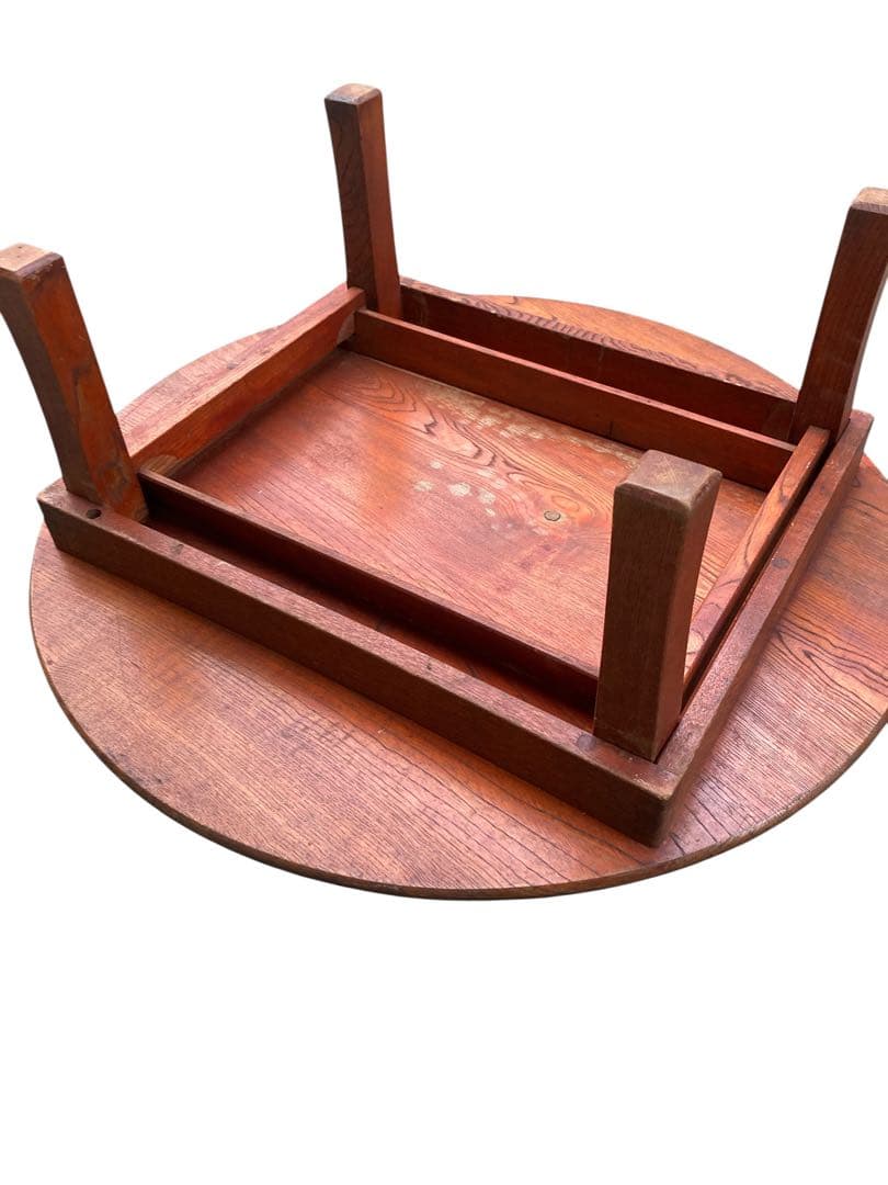 昭和レトロ 小さめ ちゃぶ台 折りたたみ式 直径63.5 古道具 古家具