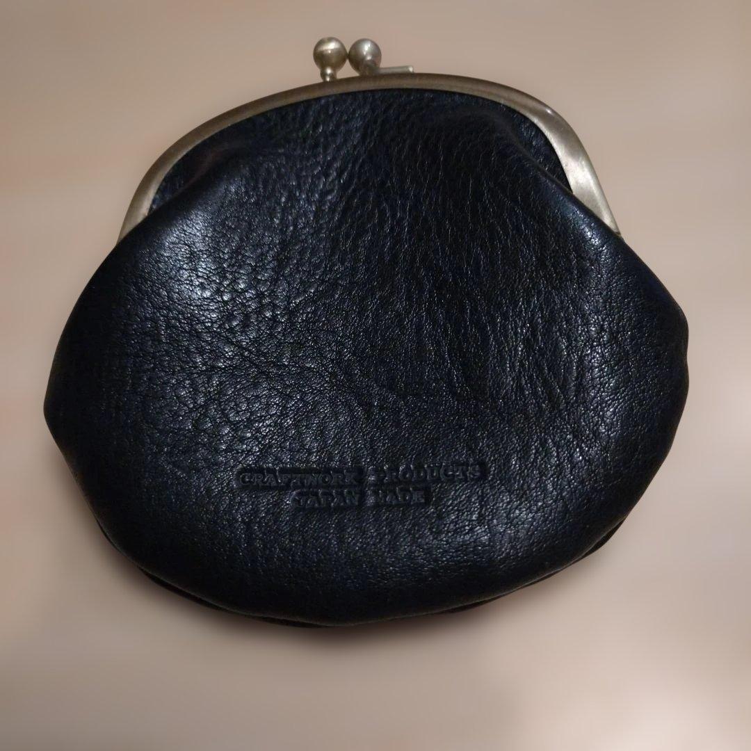 新品・未使用!黒のレザーがま口財布
