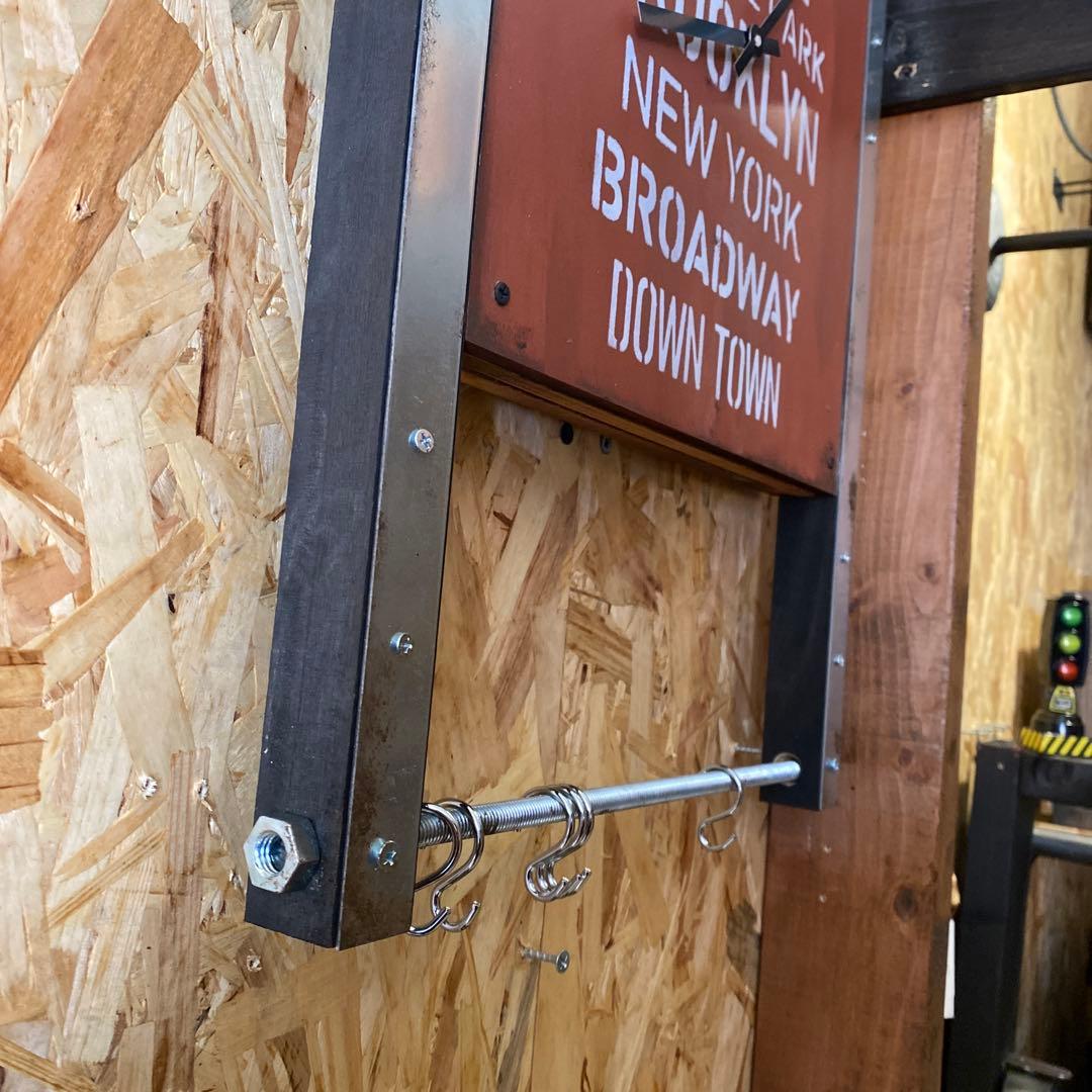 壁掛け時計　壁掛け収納　アメリカン　インダストリアル　ブルックリン