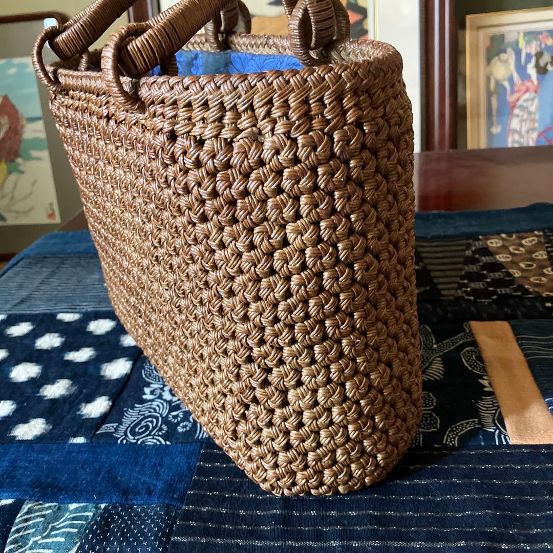 【最終お値下げ】クラフトで作った山葡萄風花結び編みかごバッグ