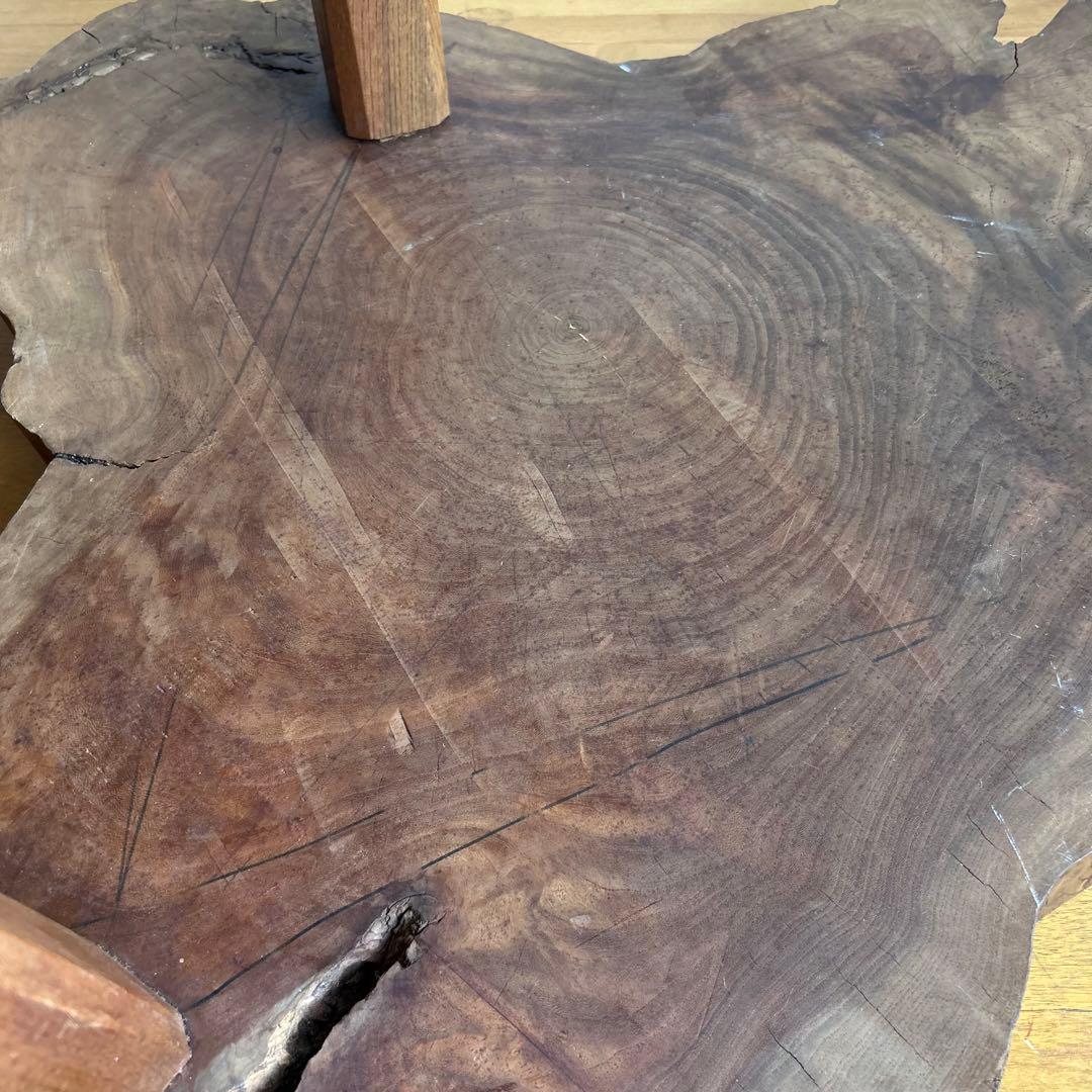 切り株テーブル　一枚板座卓　天然木　コーヒーテーブル