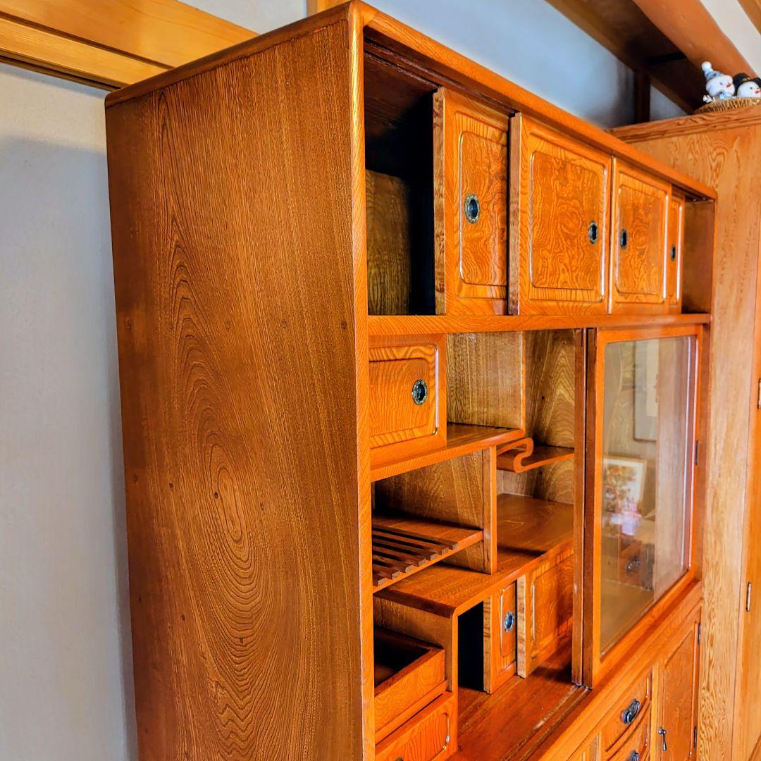 【高級・美品】欅（けやき）和家具 茶棚 飾り棚 飾棚 和箪笥 木目が美しい逸品