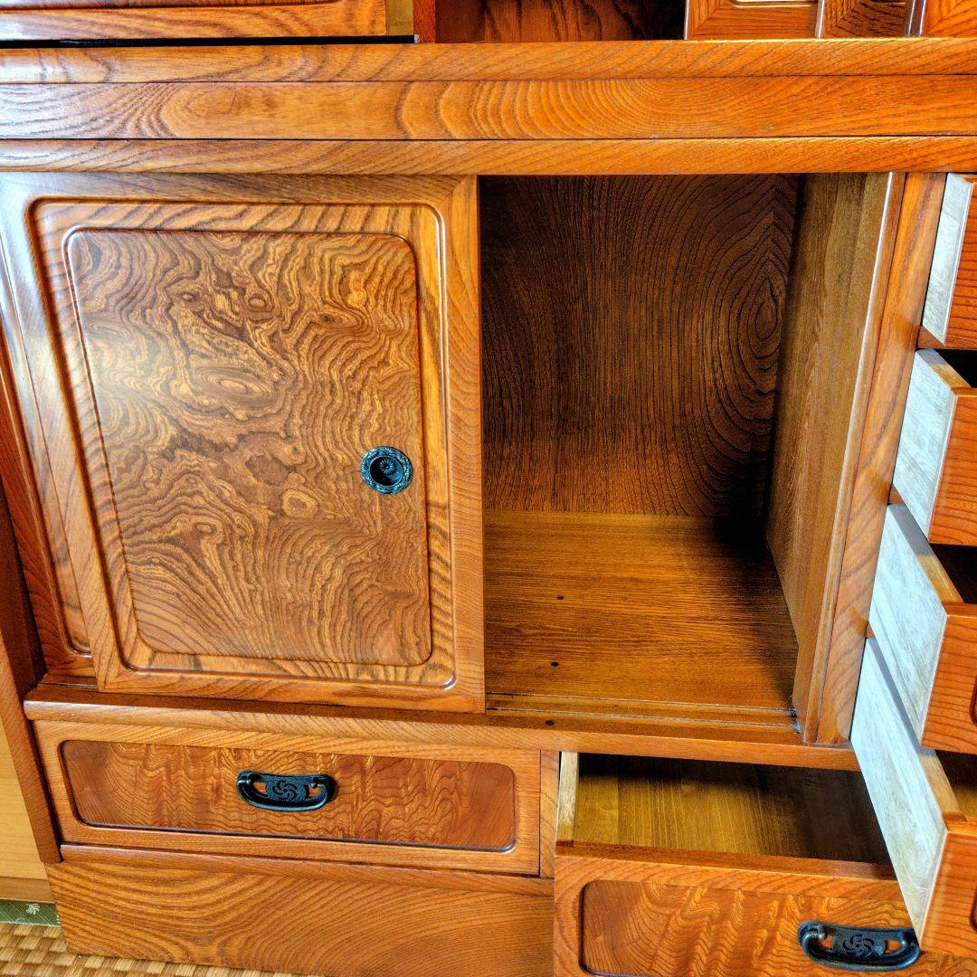 【高級・美品】欅（けやき）和家具 茶棚 飾り棚 飾棚 和箪笥 木目が美しい逸品