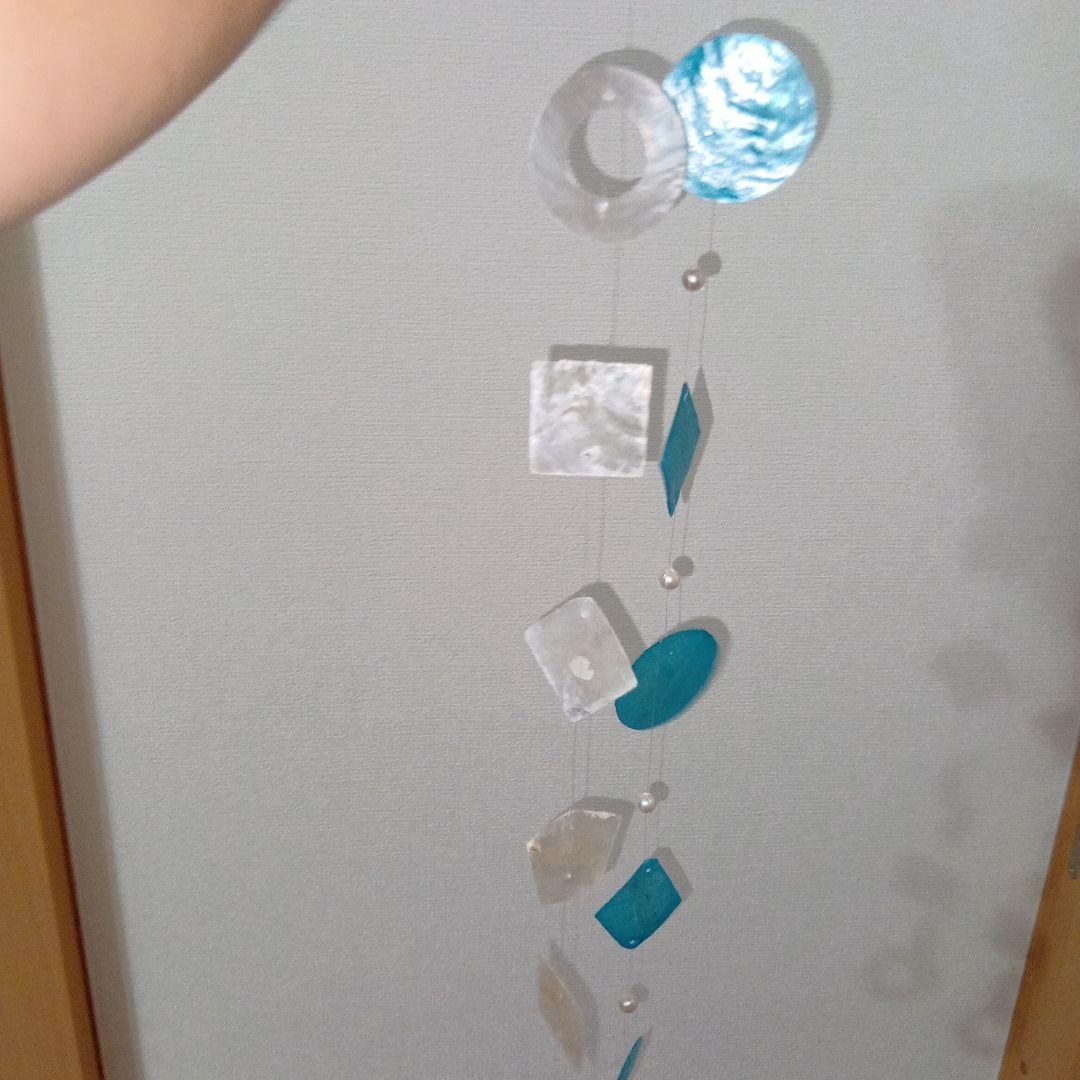 青と白の貝殻モビール　2ケセット