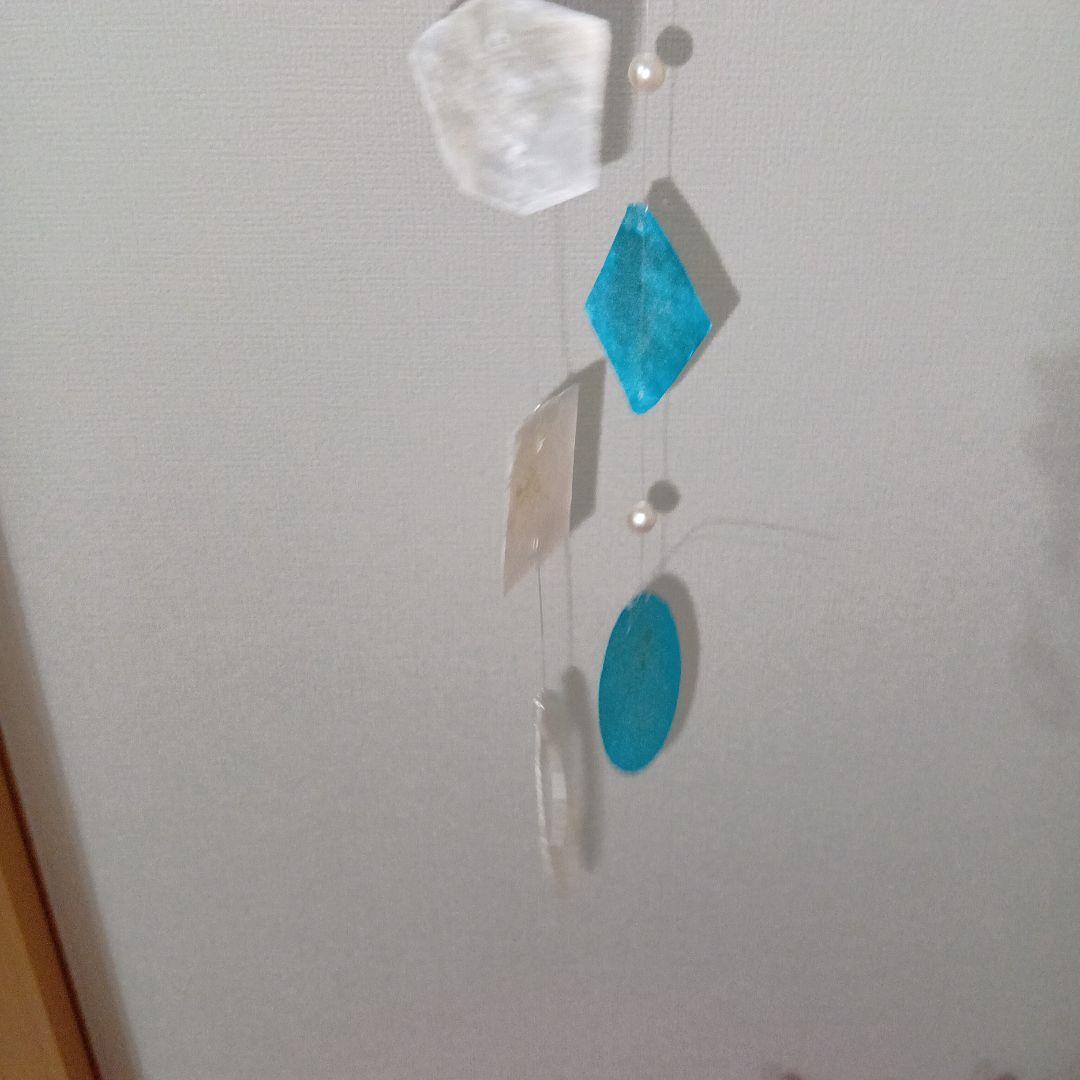 青と白の貝殻モビール　2ケセット