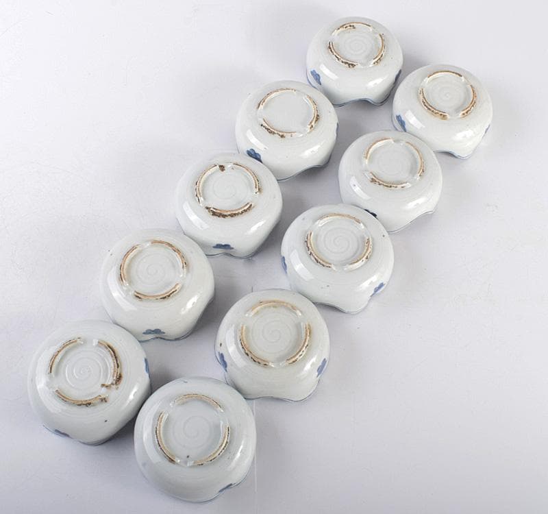 カルカル63 中国　古染付　山水文　向付　十人前　時代箱付　D　3915C