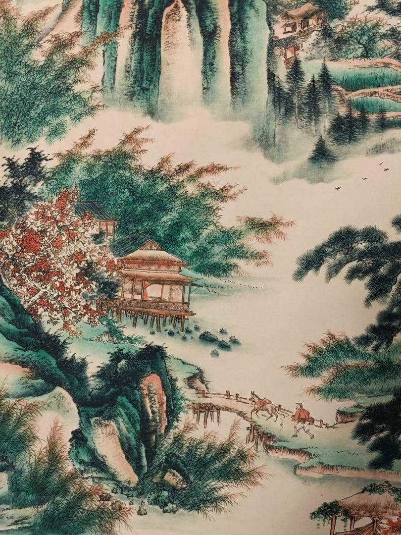 【文征明】溪山亭畔 中国画 掛け軸 水墨画 和室 玄関 茶室 壁掛け 美術品