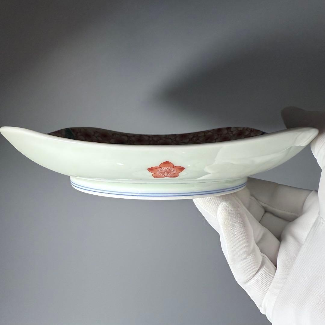其泉窯　色鍋島桃桜皿　五枚揃　器を楽しむ　有田焼　人気窯元　一辺18.8cm