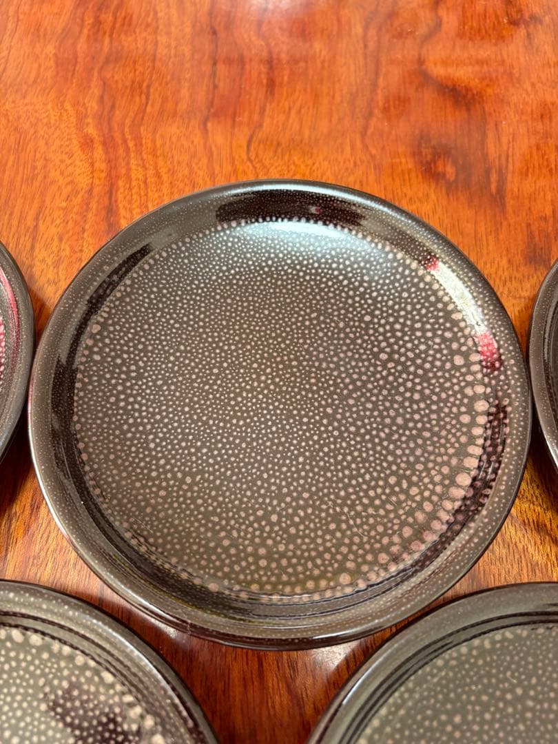 【美品】如泉窯_ 油滴天目_銘々皿5枚セット