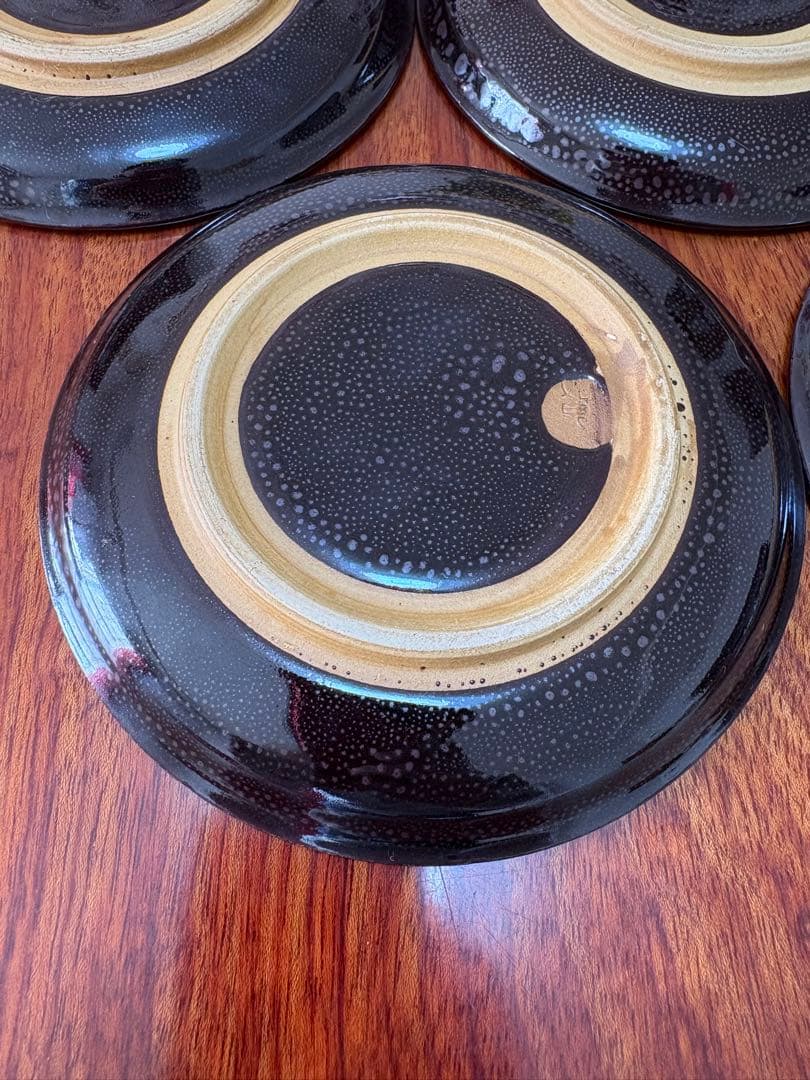 【美品】如泉窯_ 油滴天目_銘々皿5枚セット