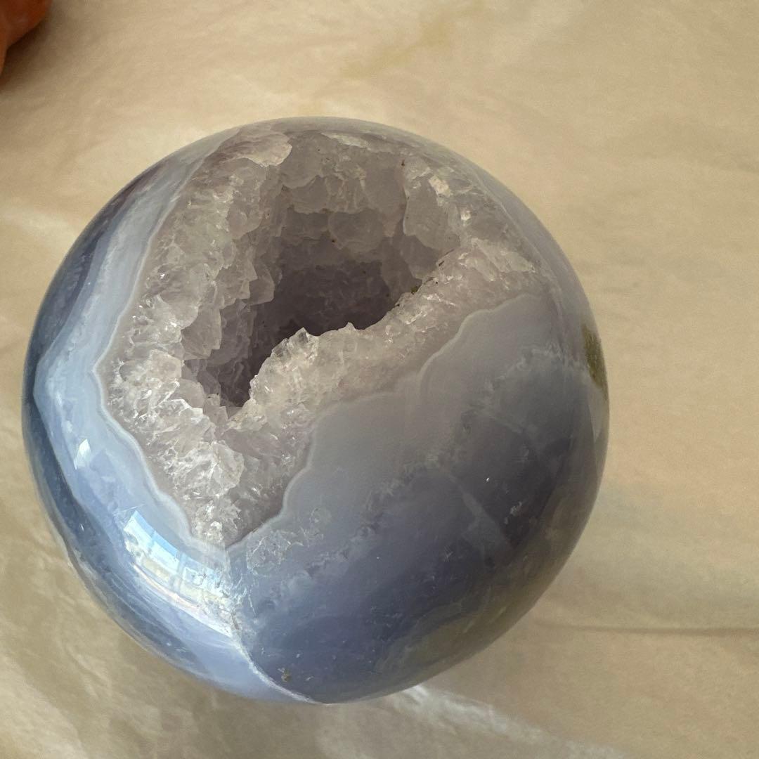希少　笑口　ブルーレースアゲート スフィア　丸玉