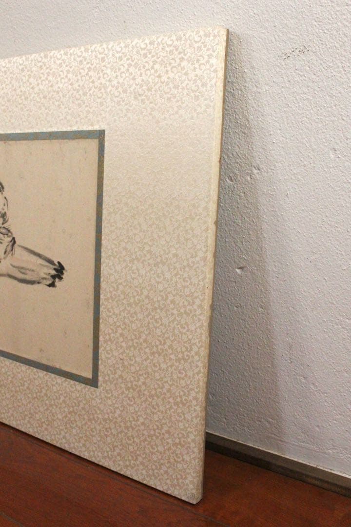 No4799扁額装　渡辺崋山　蓮根群蟹図　紙本箱付　古画　絵画　古美術　送料無料