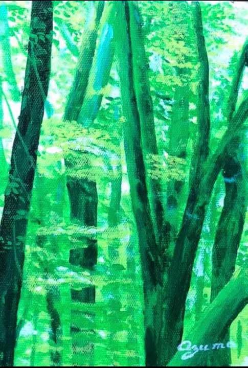 森の絵画「小春ブナ森」