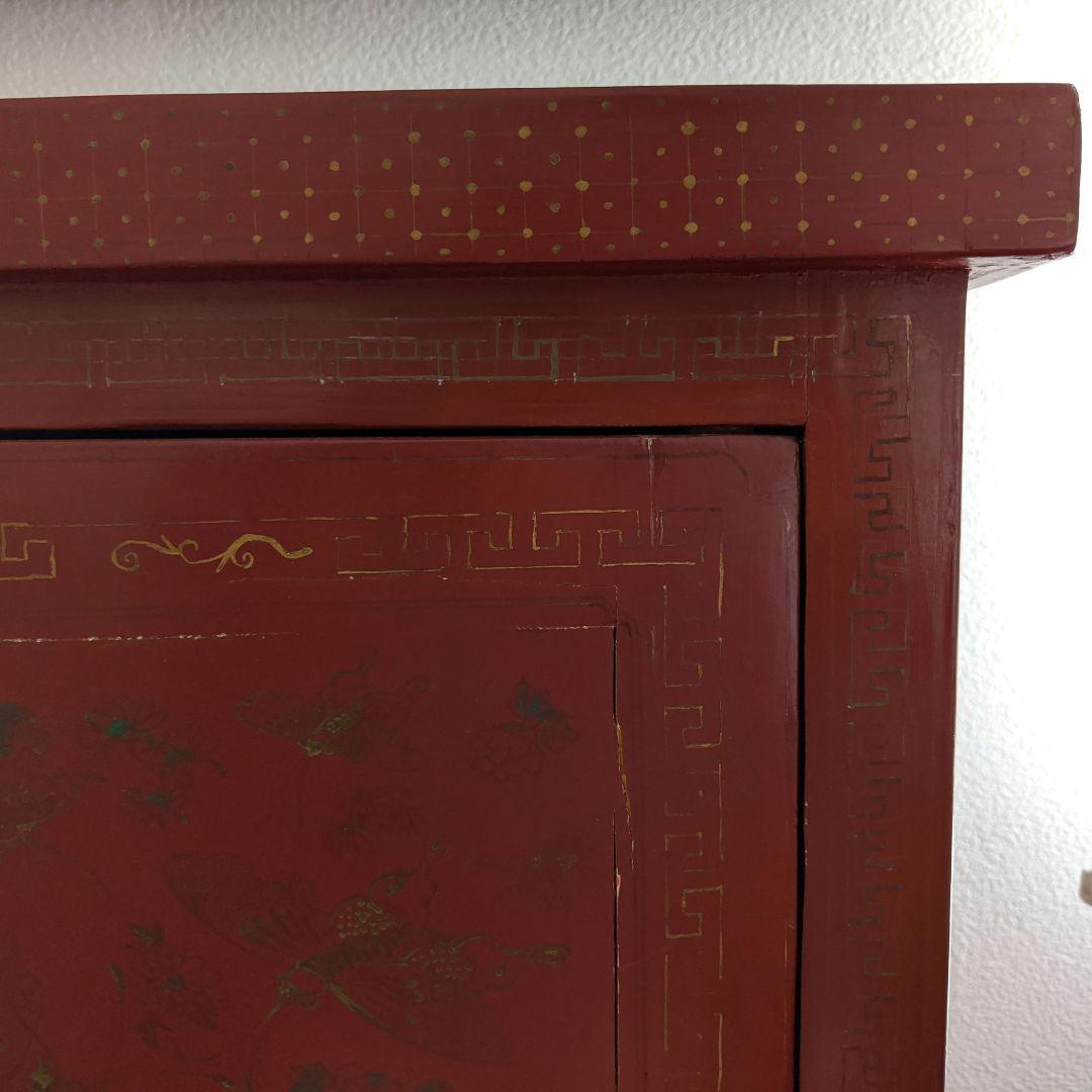 ✨シンガポール家具　存在感のある素敵な…キャビネット　落ち着いた朱赤色✨