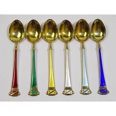 デンマーク製 エナメル色違いコーヒースプーン６本セット