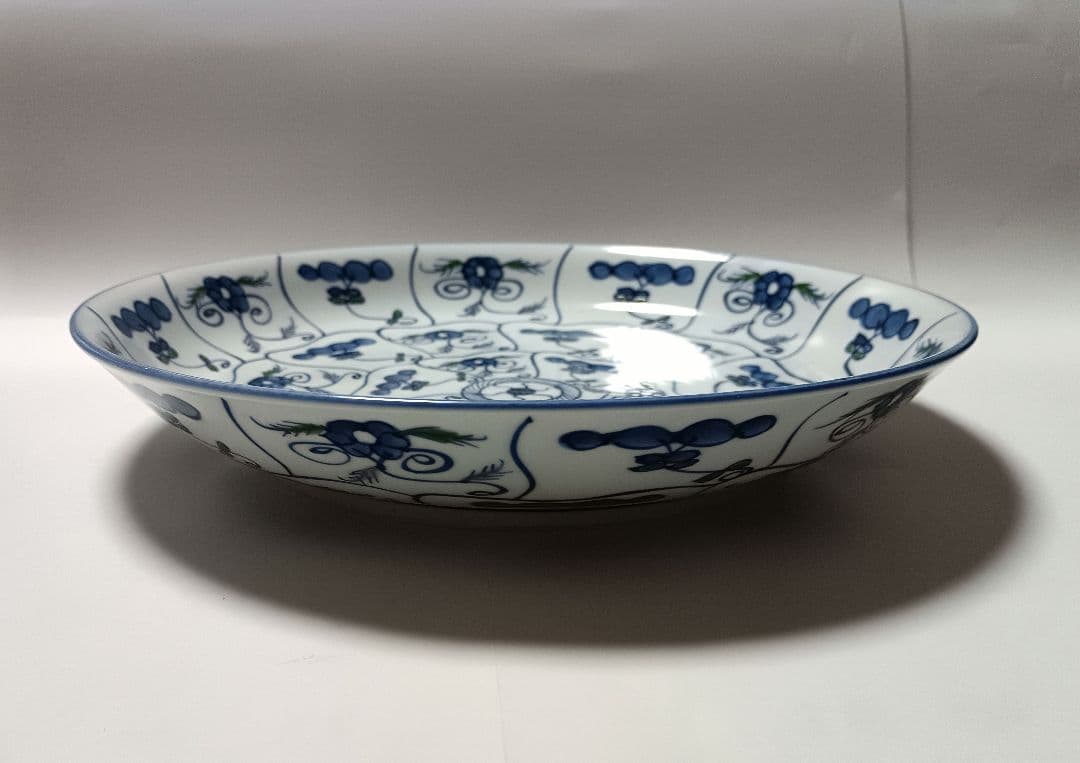 源右衛門窯 染錦 なずな紋 24.5㎝ 盛皿 深皿 未使用品