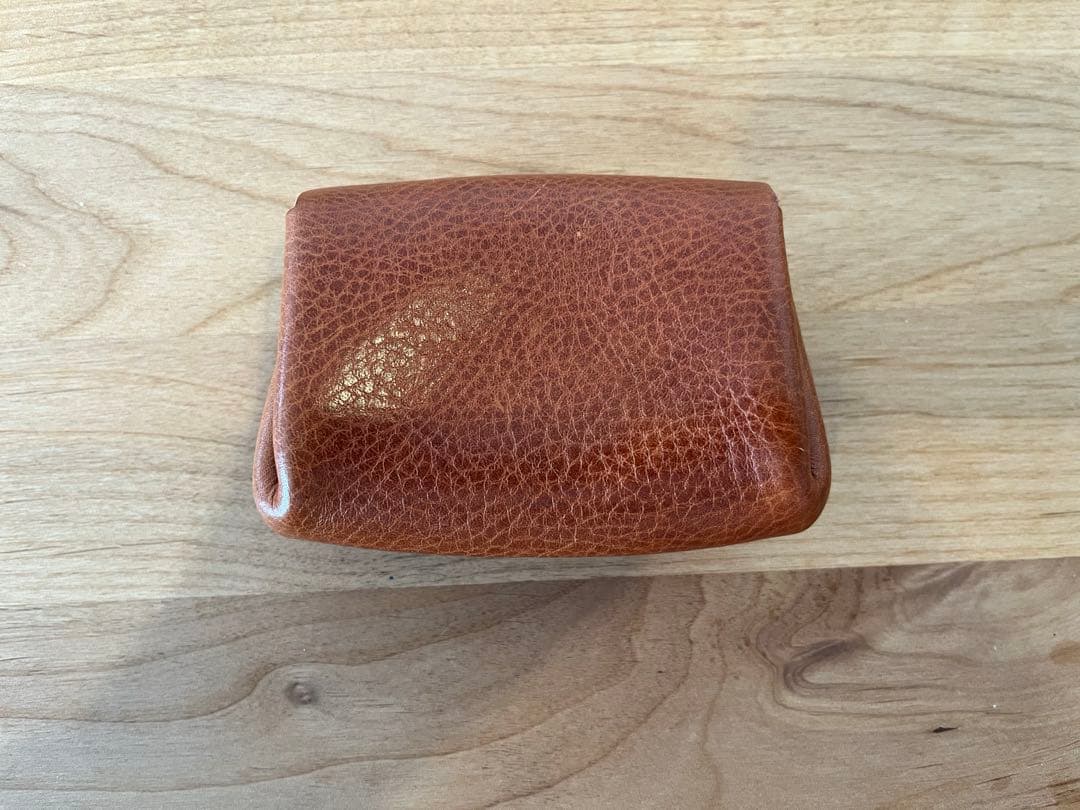 レザー折りたたみミニ財布 ブラウン