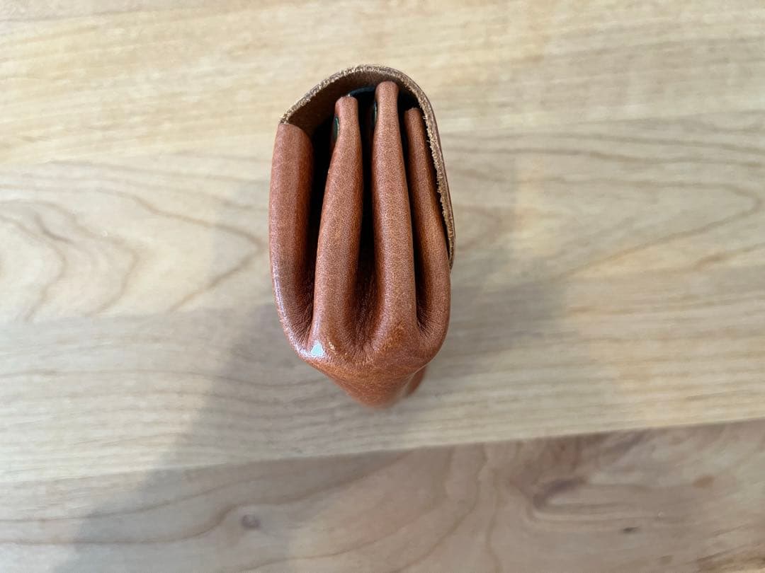 レザー折りたたみミニ財布 ブラウン