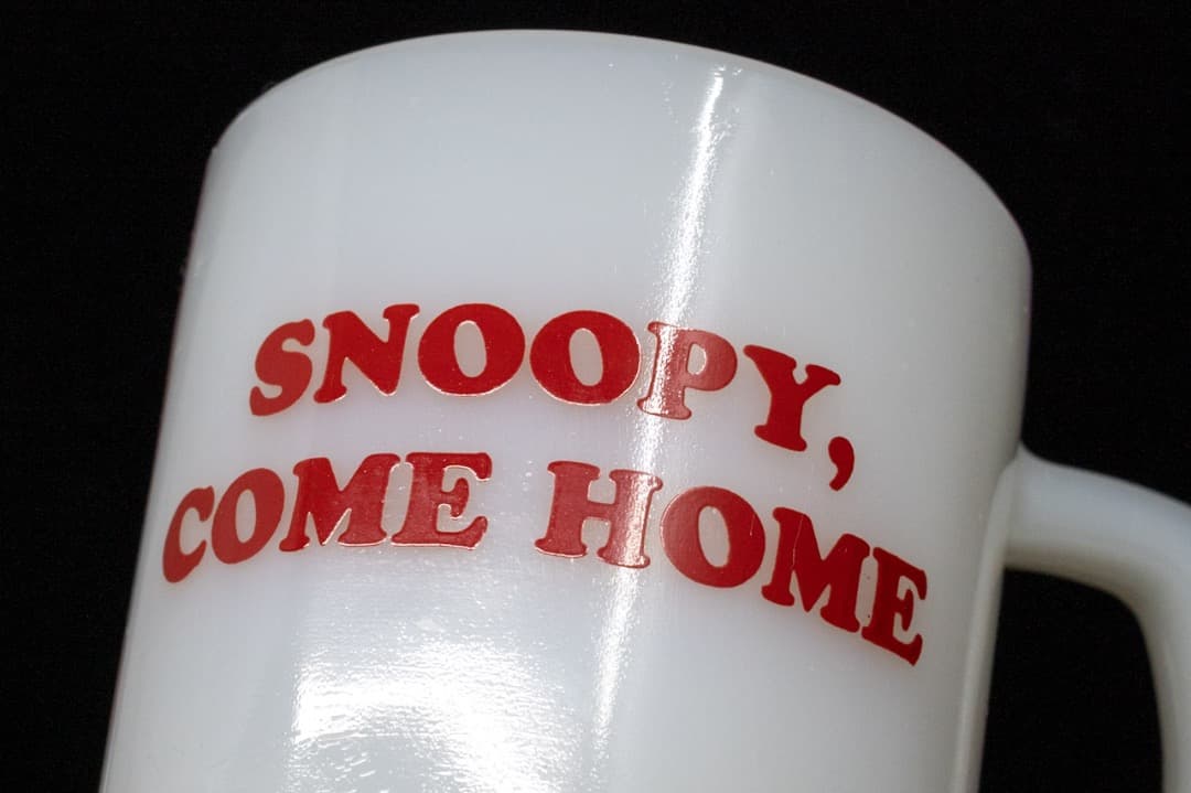 【るりのたま】Fire-King ファイヤーキング スヌーピー カムホーム