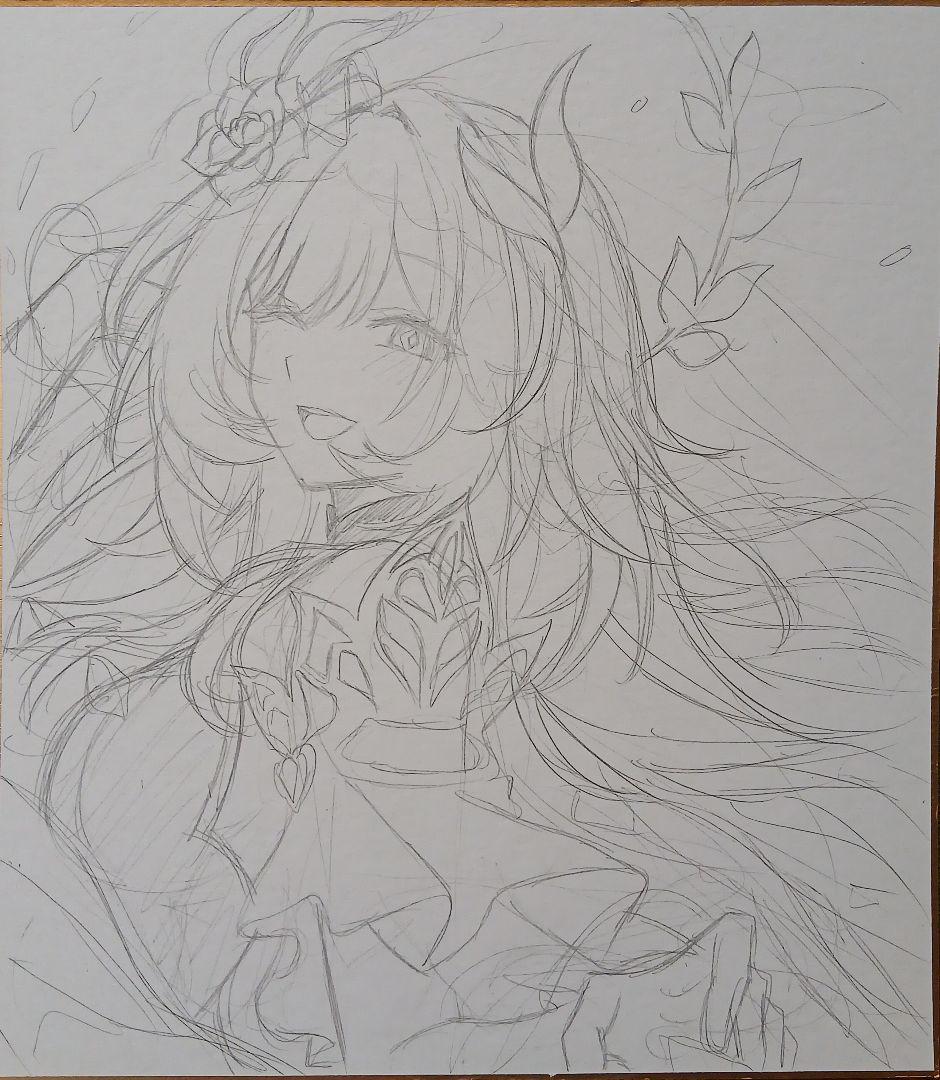 キュレネ　手描きイラスト　特大色紙　崩壊:スターレイル　スタレ　ペン画