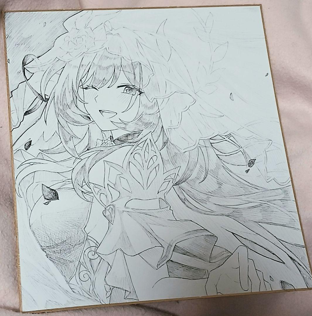キュレネ　手描きイラスト　特大色紙　崩壊:スターレイル　スタレ　ペン画