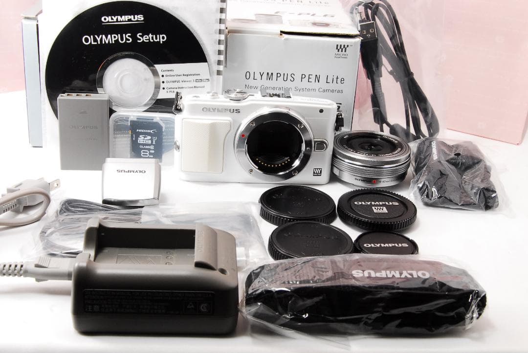 〓電動式パンケーキレンズ付〓オリンパス E-PL6 ホワイト ミラーレス