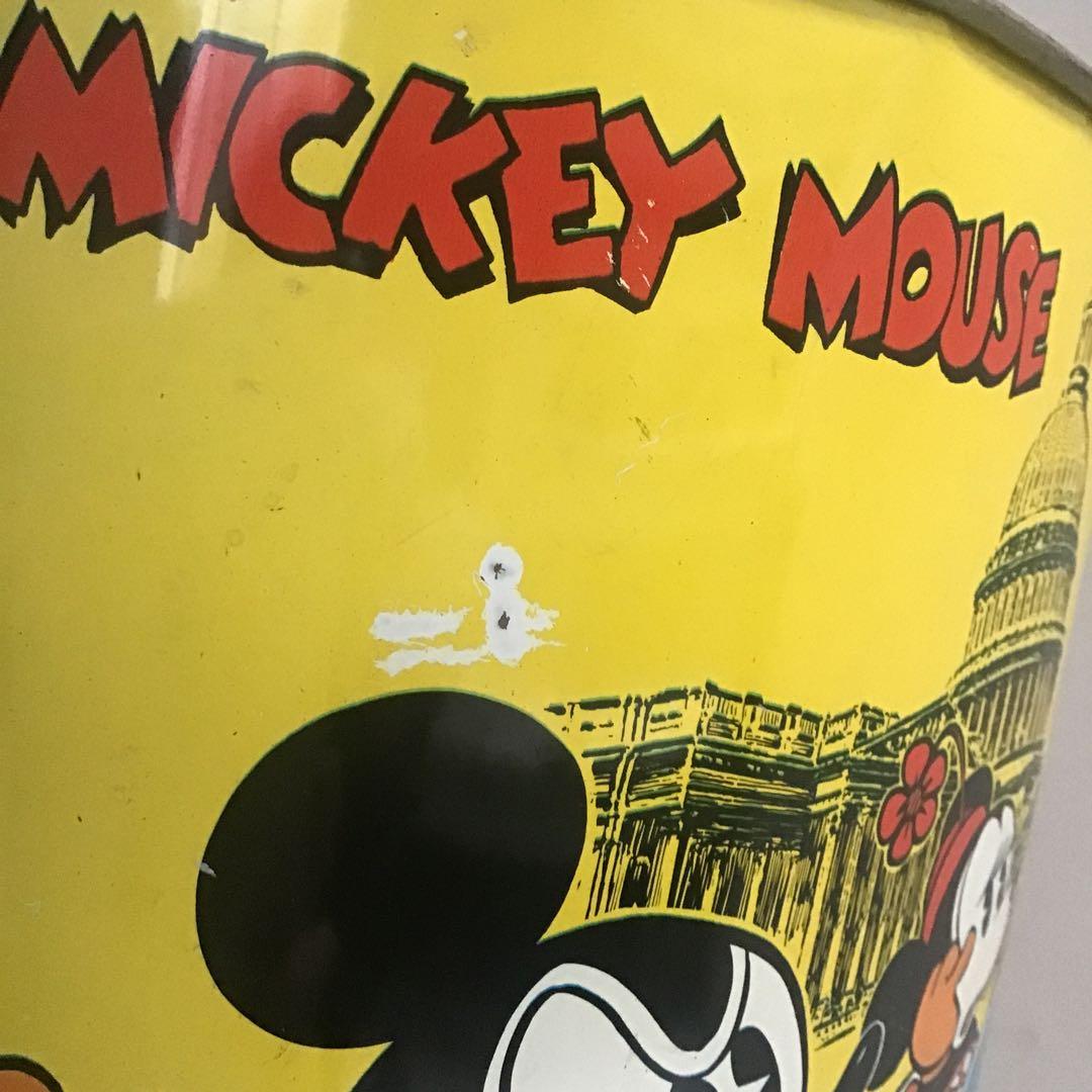 ミッキー＆ミニー BIGサイズ ブリキ缶 ゴミ箱 W.D.P. ビンテージ
