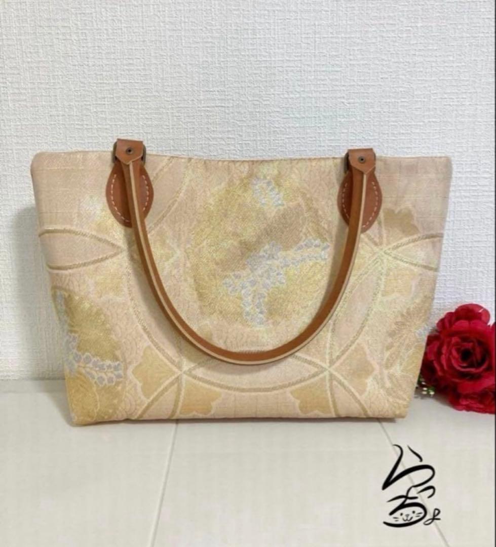 帯リメイク 七宝に五三桐 2wayトートバッグ(大)