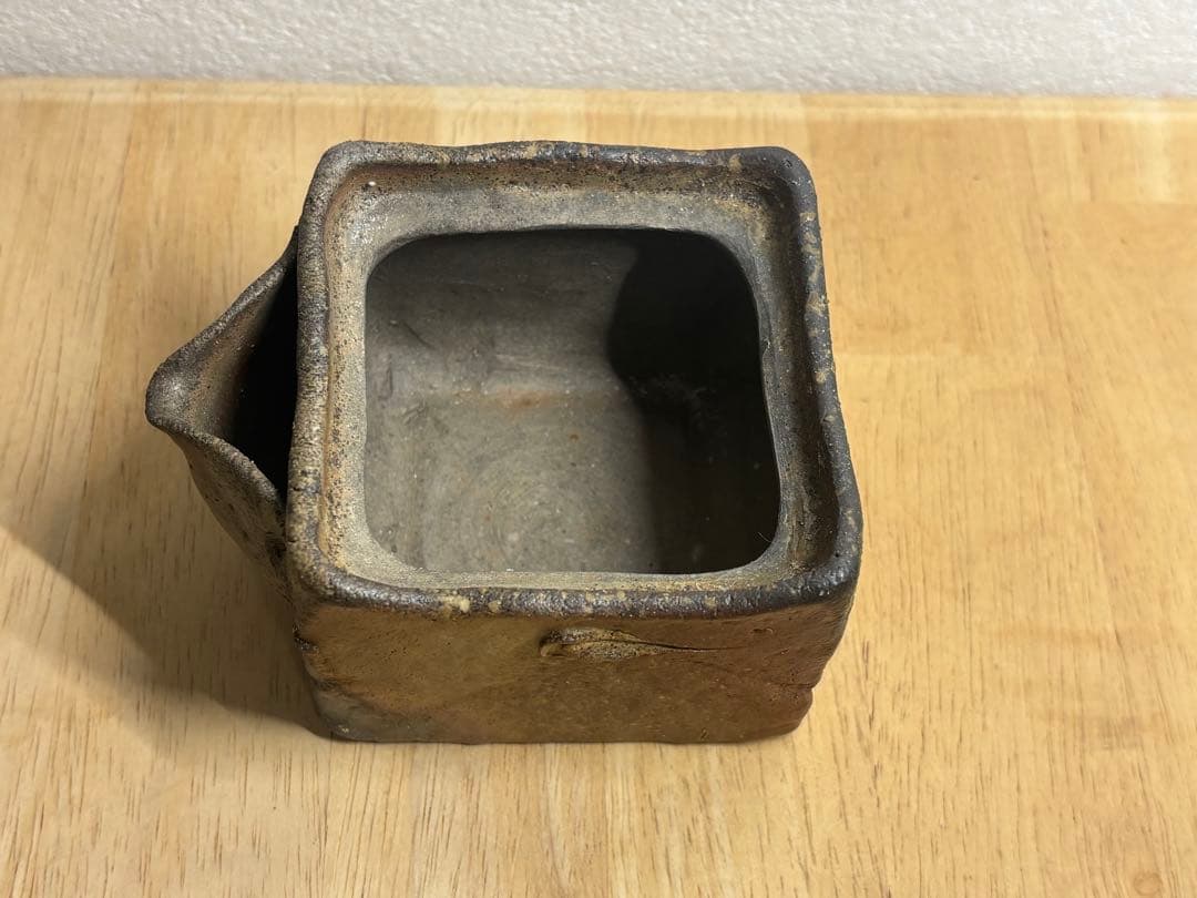 107.備前焼 宝瓶 登り窯 松 4角 手びねり 急須