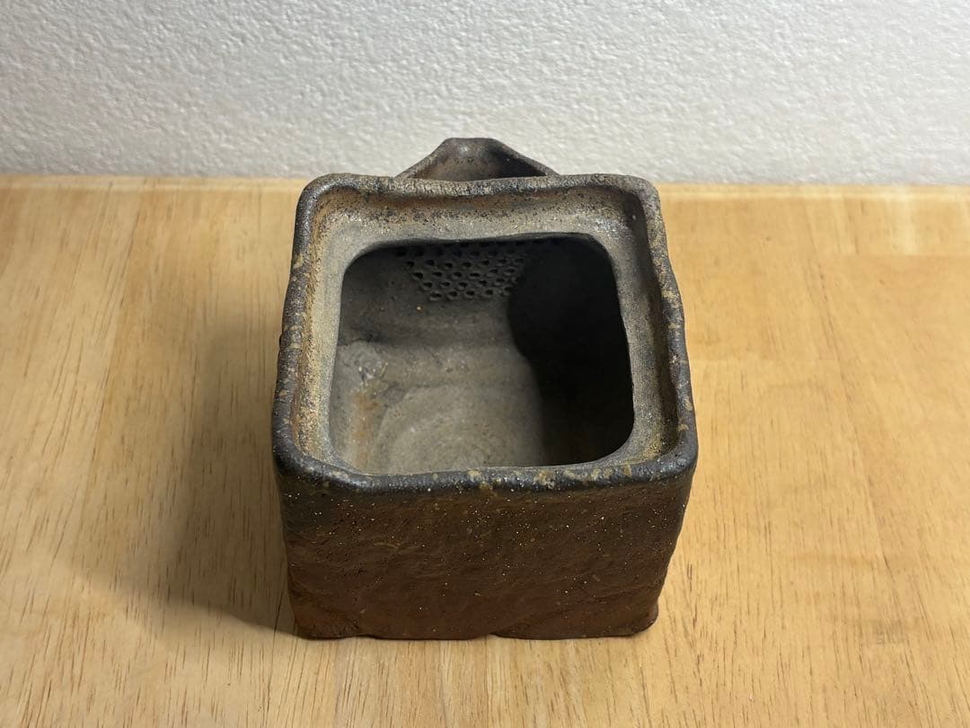 107.備前焼 宝瓶 登り窯 松 4角 手びねり 急須