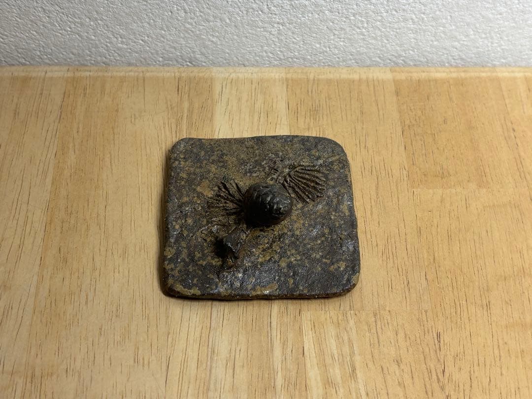 107.備前焼 宝瓶 登り窯 松 4角 手びねり 急須