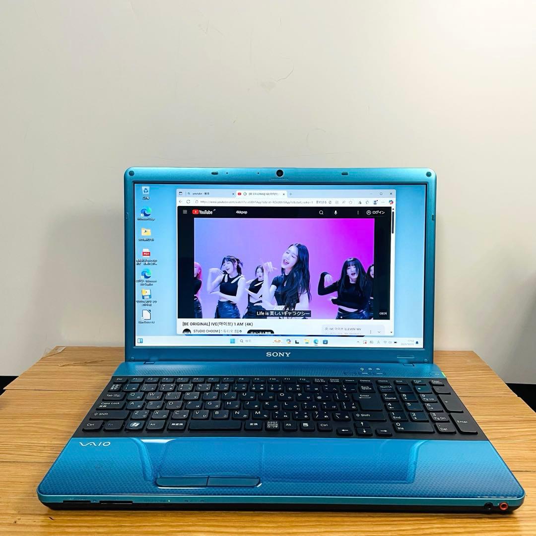 クリスタルブルーVAIOノートパソコンSSD Windows11 オフィスDVD