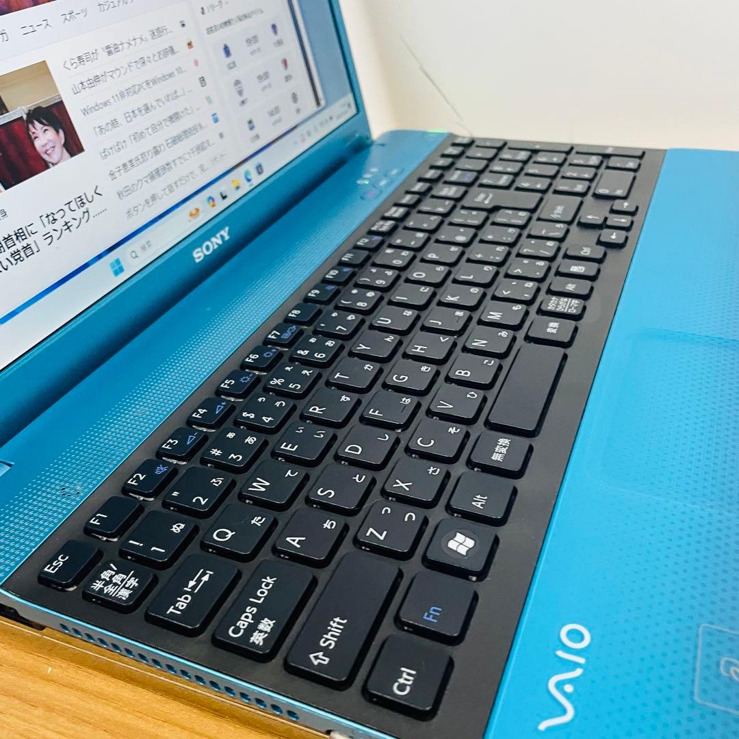 クリスタルブルーVAIOノートパソコンSSD Windows11 オフィスDVD