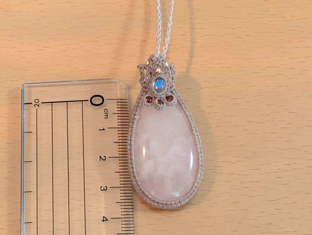 マクラメネックレス ローズクォーツ ラブラドライト ガーネット