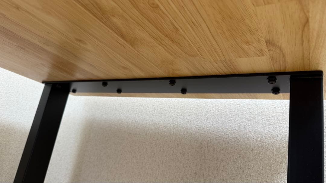 KANADEMONO テーブル/デスク×ラバーウッドナチュラル 黒スチール