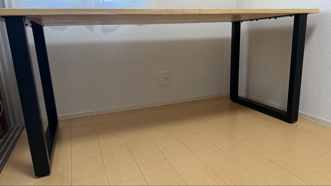 KANADEMONO テーブル/デスク×ラバーウッドナチュラル 黒スチール