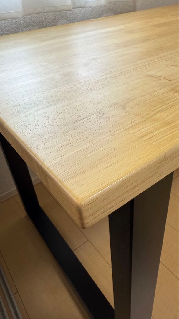 KANADEMONO テーブル/デスク×ラバーウッドナチュラル 黒スチール