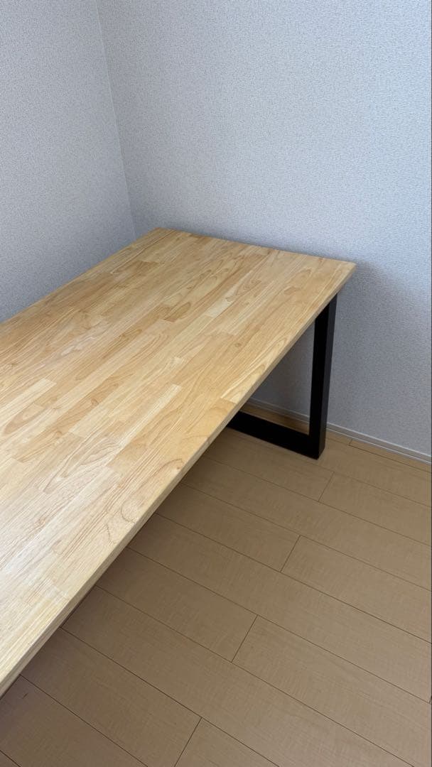 KANADEMONO テーブル/デスク×ラバーウッドナチュラル 黒スチール