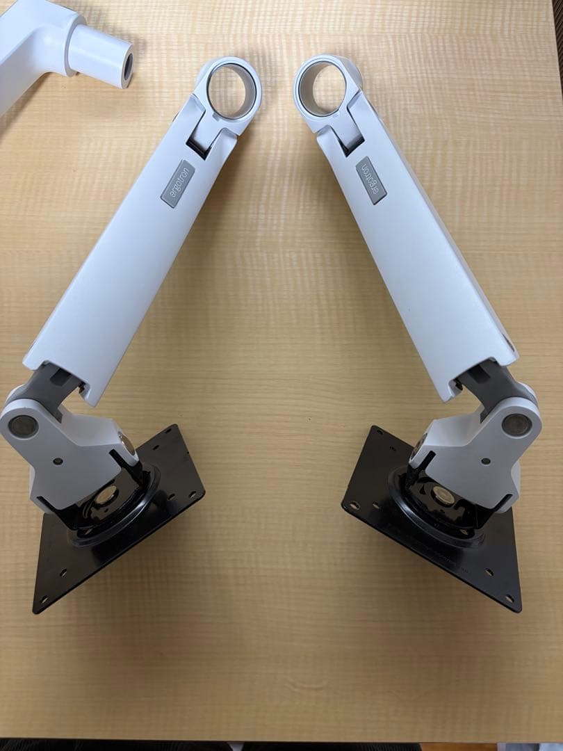 ホワイト モニターアーム クランプ式 デュアル