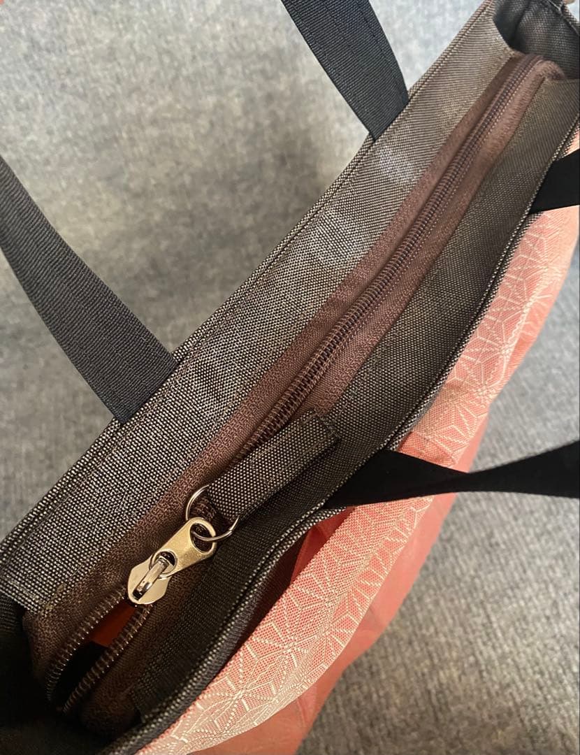 超軽量♡倉敷畳縁そとポッケつき2wayリボントート(さくらシャーベット)