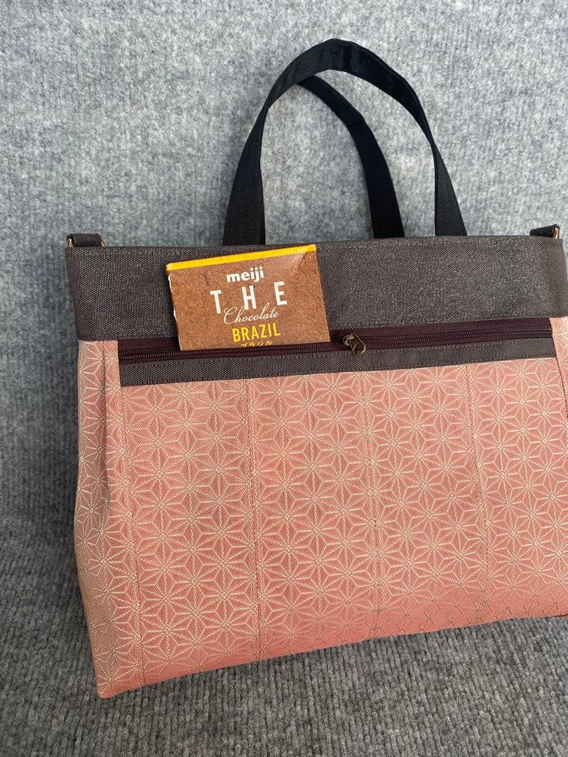 超軽量♡倉敷畳縁そとポッケつき2wayリボントート(さくらシャーベット)