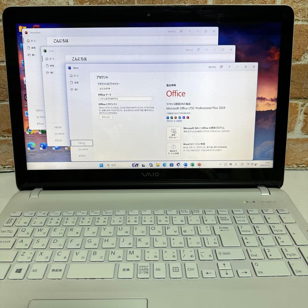 VAIOタッチノートPC Corei7メモリ16GB SSD500GBオフィス付