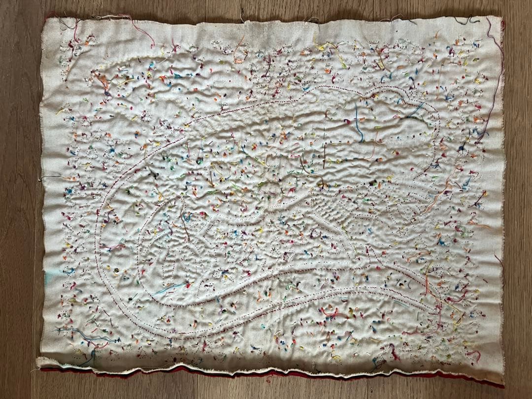 パナマ・クナ族のモラ刺繍、イグアナ？をモチーフ40x31cm
