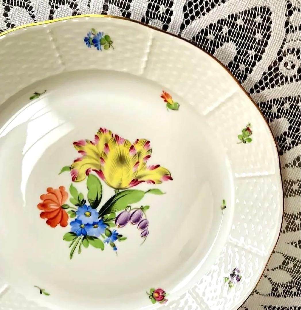 ★ヘレンド★ハンガリー 花柄陶磁器プレート直径25cm華やかな手描き皿 S20