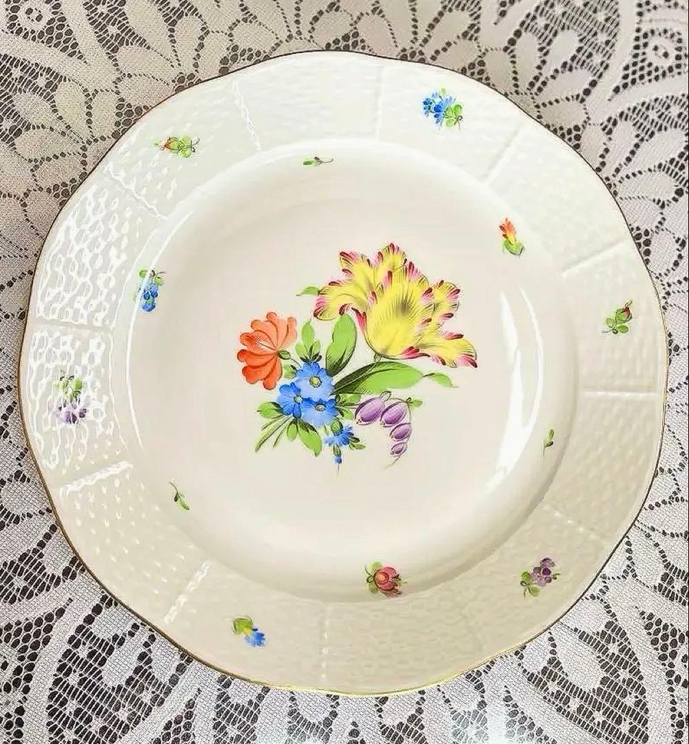 ★ヘレンド★ハンガリー 花柄陶磁器プレート直径25cm華やかな手描き皿 S20