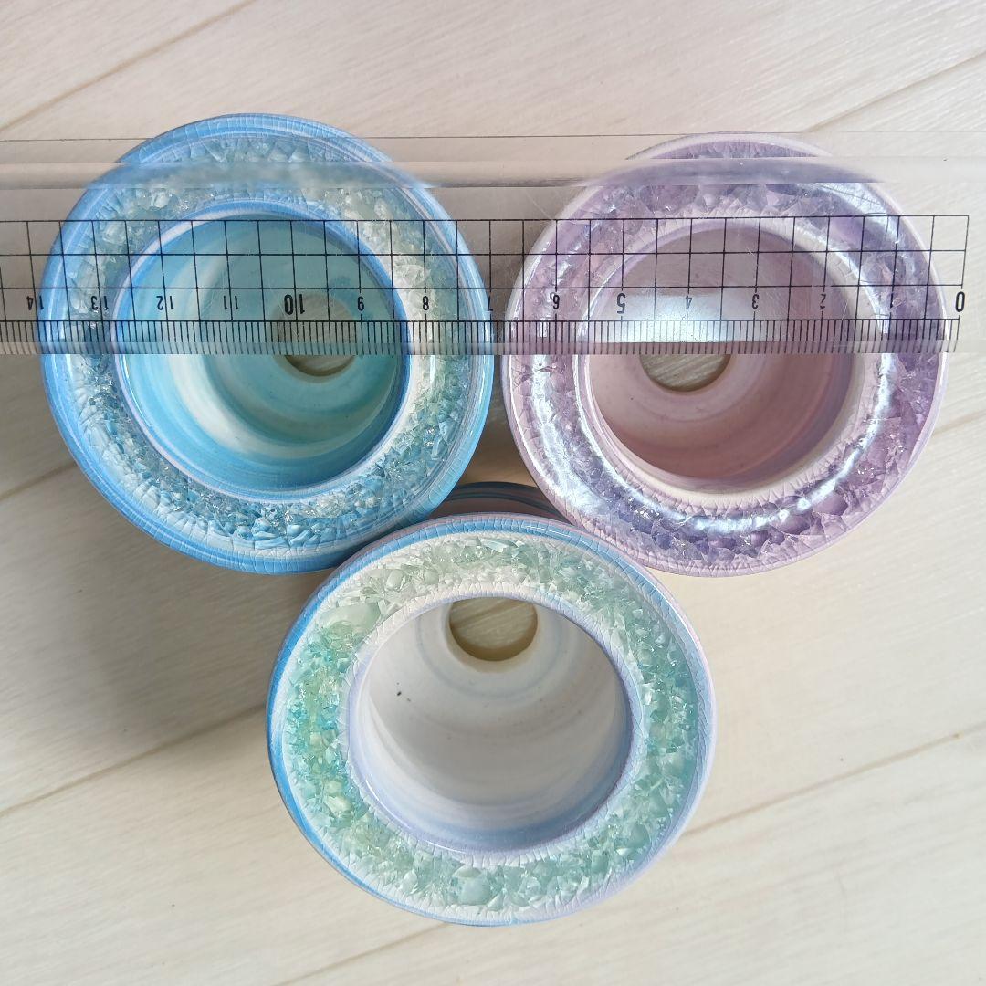 まるで宝石　キラキラ　手作り陶器ガラス鉢　グラデーション　マーブル　多肉植物に