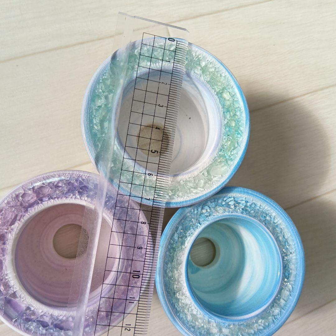 まるで宝石　キラキラ　手作り陶器ガラス鉢　グラデーション　マーブル　多肉植物に