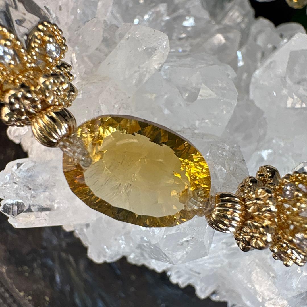 【高品質】シトリン　宝石カット　水晶カット　ブレスレット